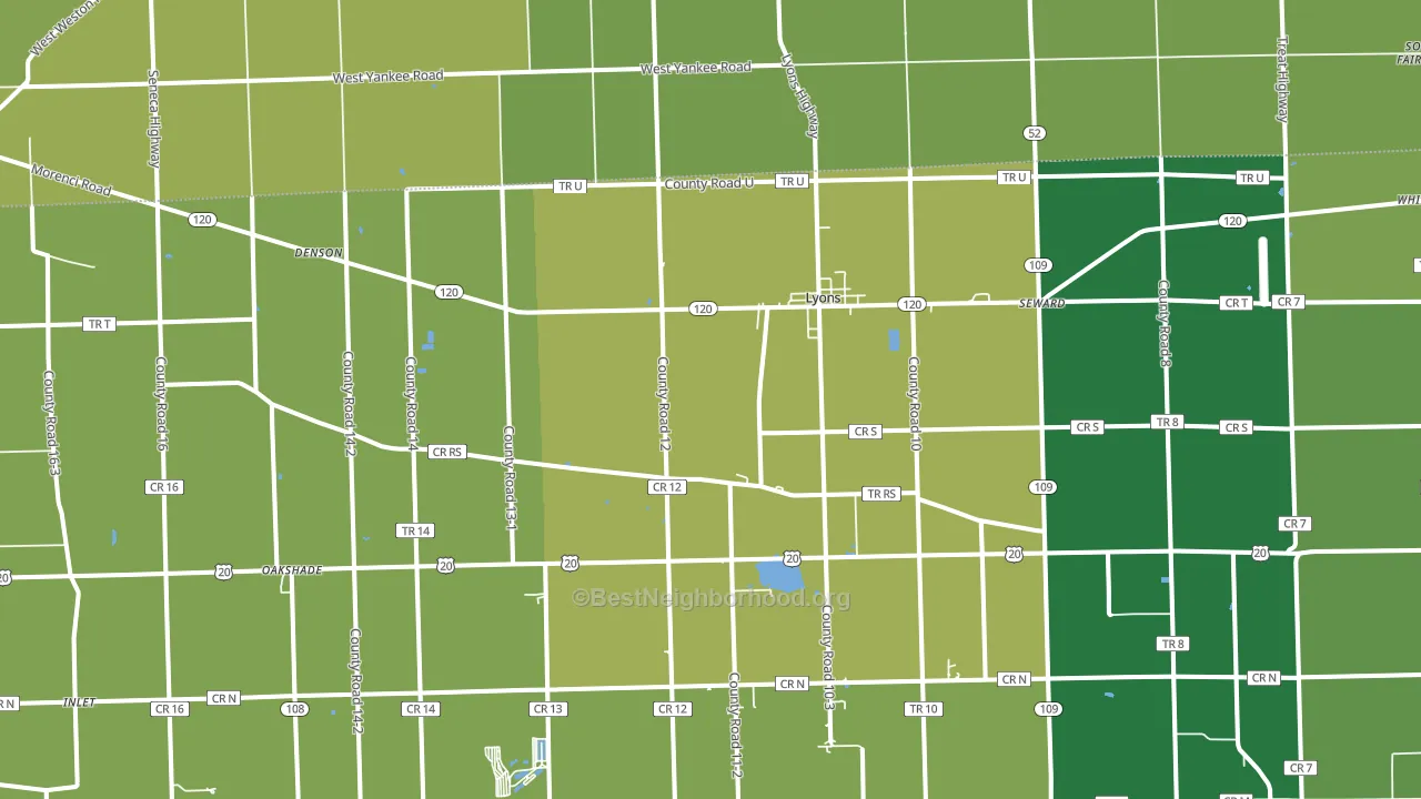 Lyons, OH block-group voter-turnout map