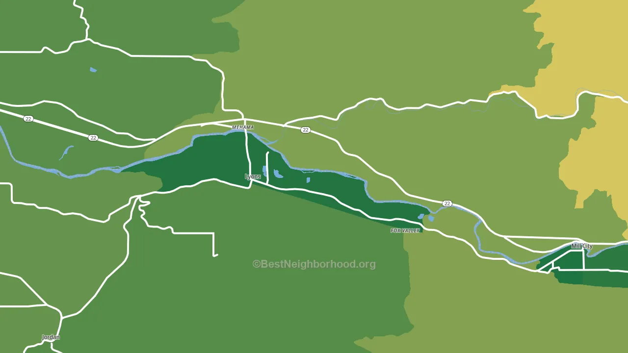 Lyons, OR block-group voter-turnout map