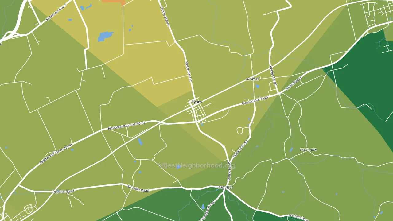 Lyons, PA block-group voter-turnout map