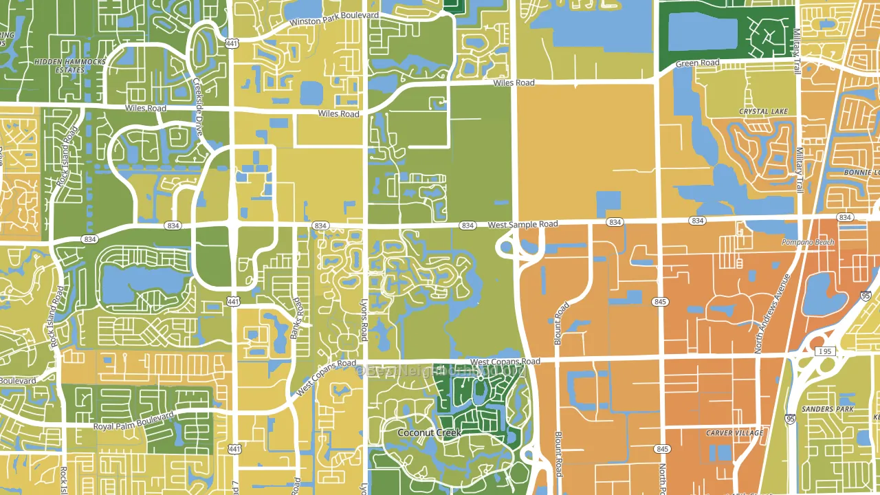 Lyons Tradewinds Park, Coconut Creek, FL block-group voter-turnout map