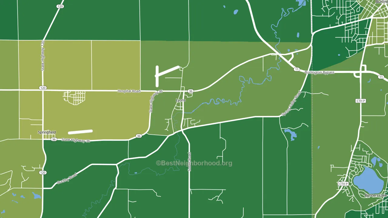 Lyons, WI block-group voter-turnout map