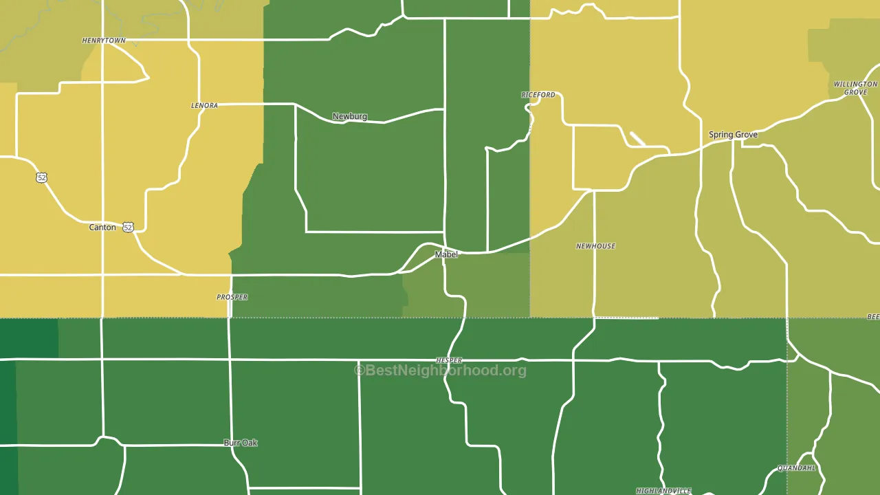 Mabel, MN block-group voter-turnout map