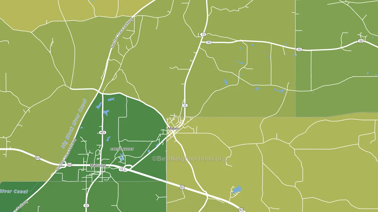 Maben, MS block-group voter-turnout map