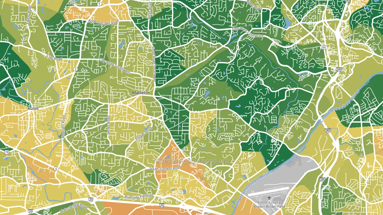 Mableton, GA block-group voter-turnout map