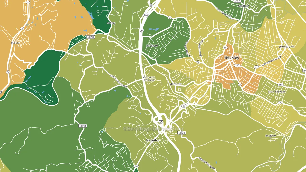 Mabscott, WV block-group voter-turnout map