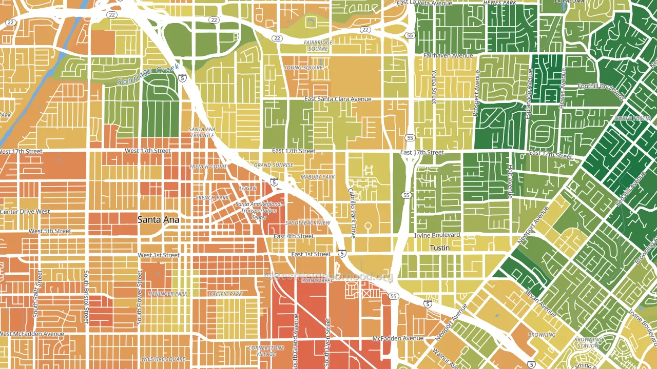 Mabury Park, Santa Ana, CA block-group voter-turnout map