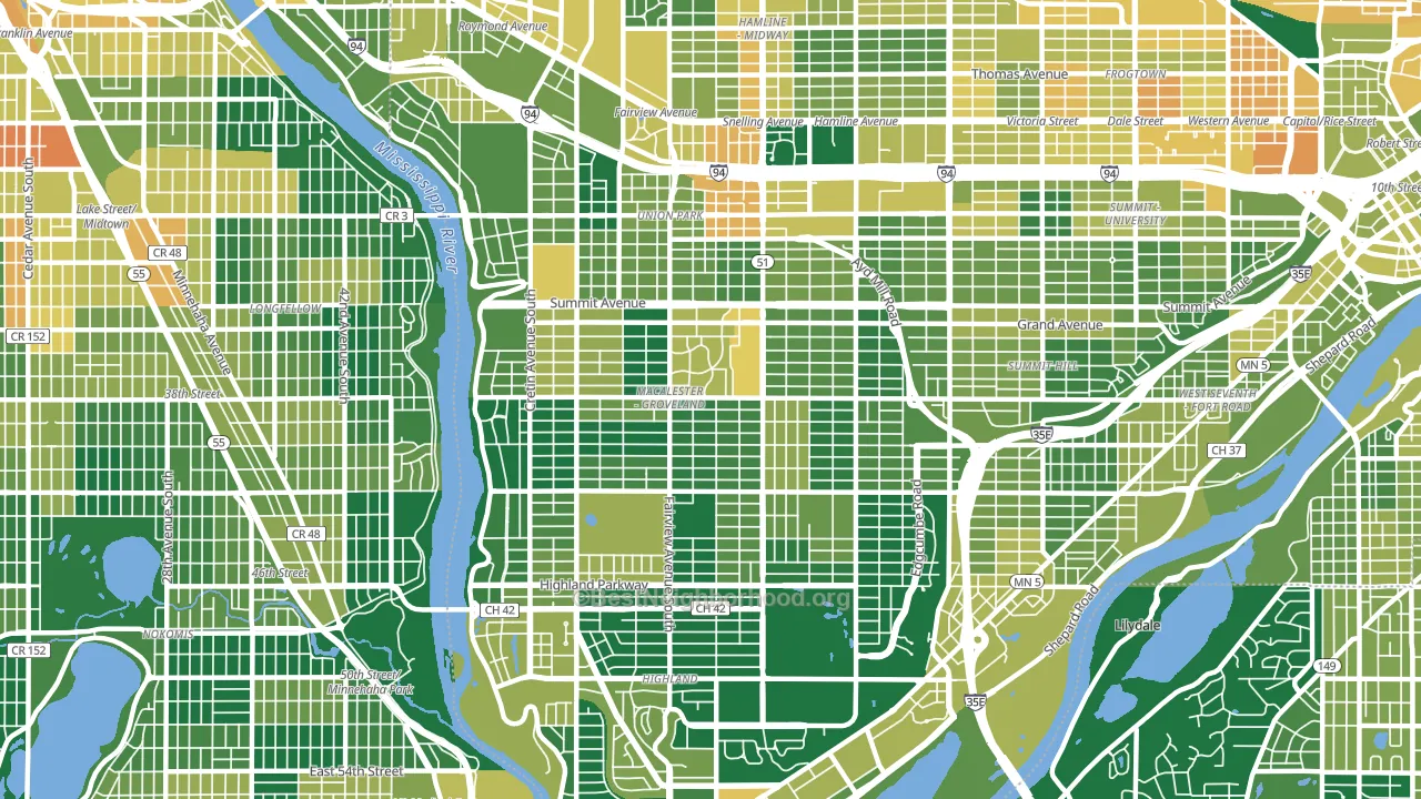 Macalester-Groveland, St. Paul, MN block-group voter-turnout map