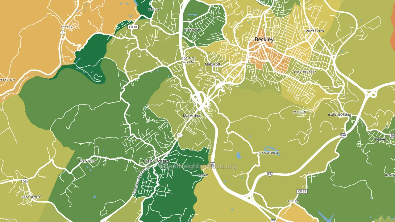 MaCarthur, WV block-group voter-turnout map