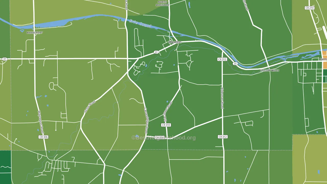 Macedon Center, NY block-group voter-turnout map