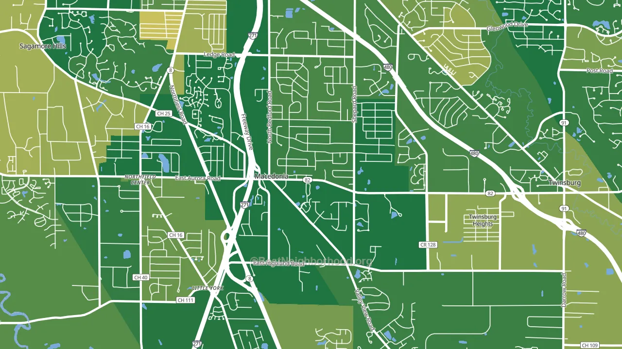 Macedonia, OH block-group voter-turnout map