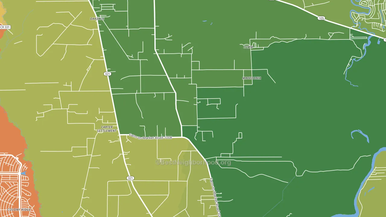 Macedonia, TX block-group voter-turnout map