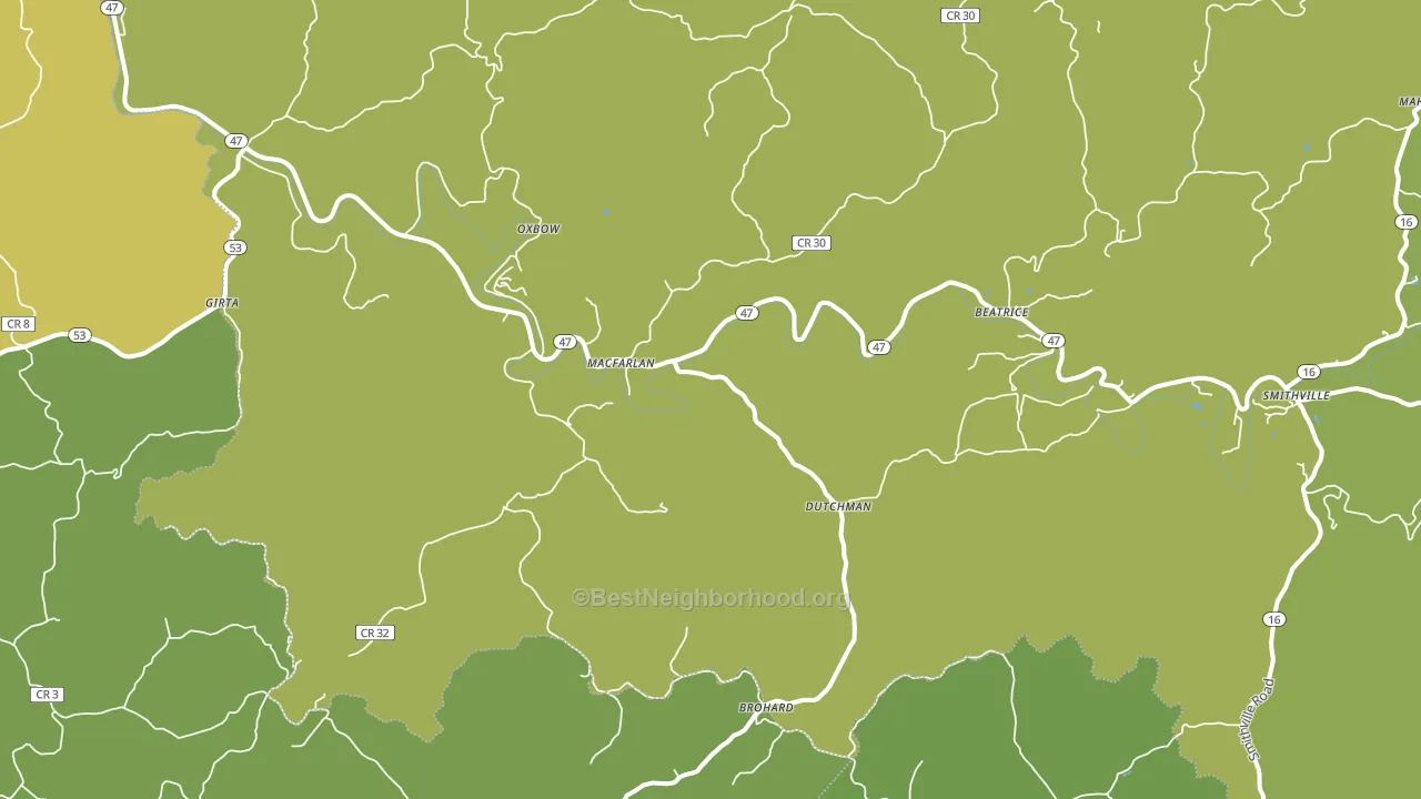 Macfarlan, WV block-group voter-turnout map