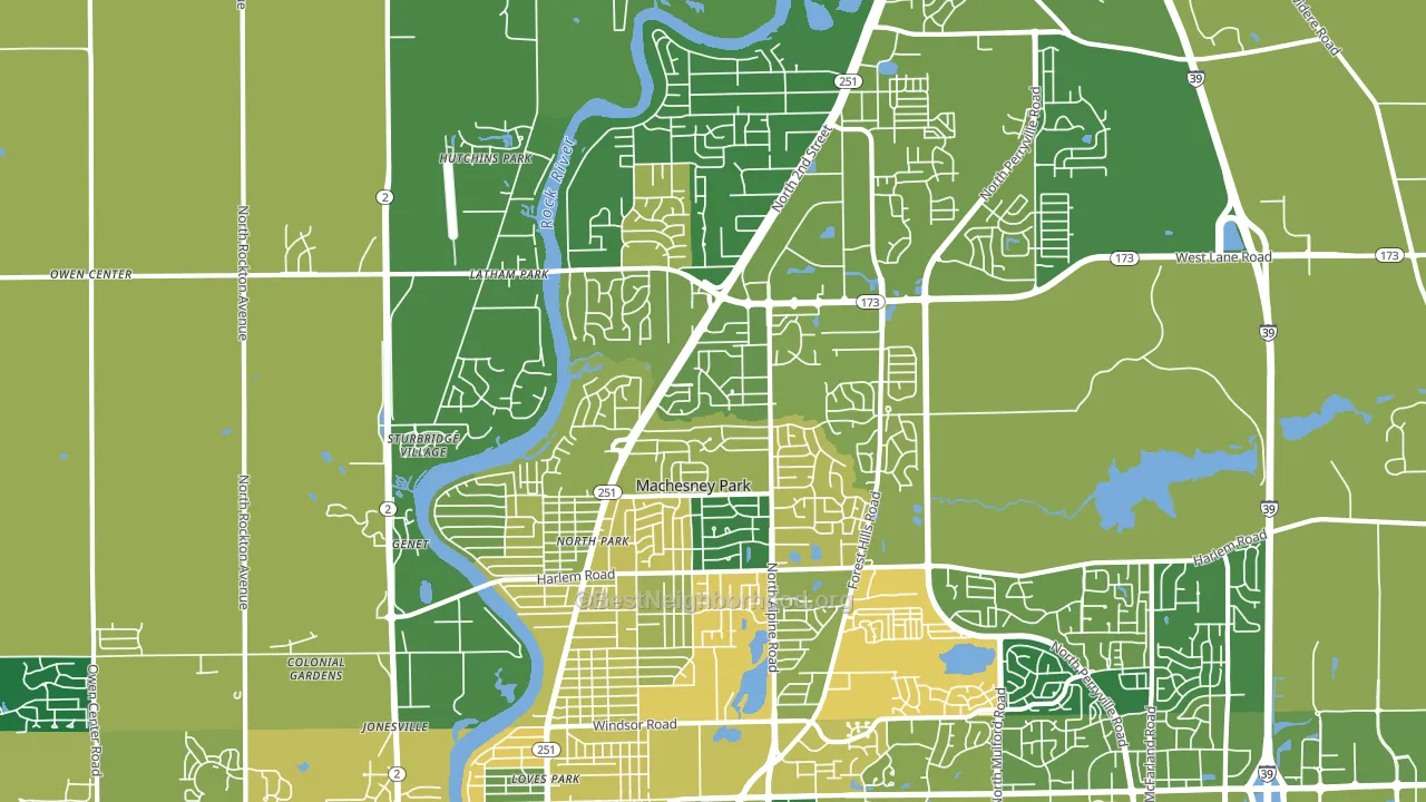 Machesney Park, IL block-group voter-turnout map