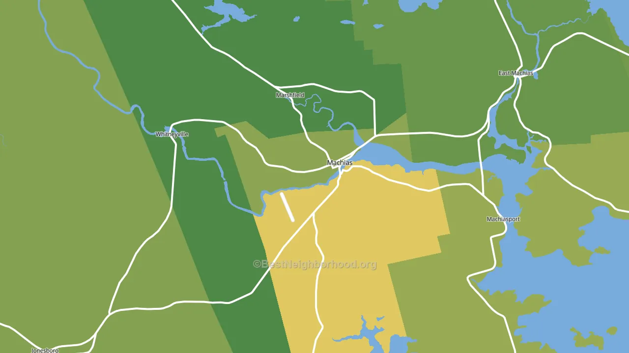 Machias, ME block-group voter-turnout map