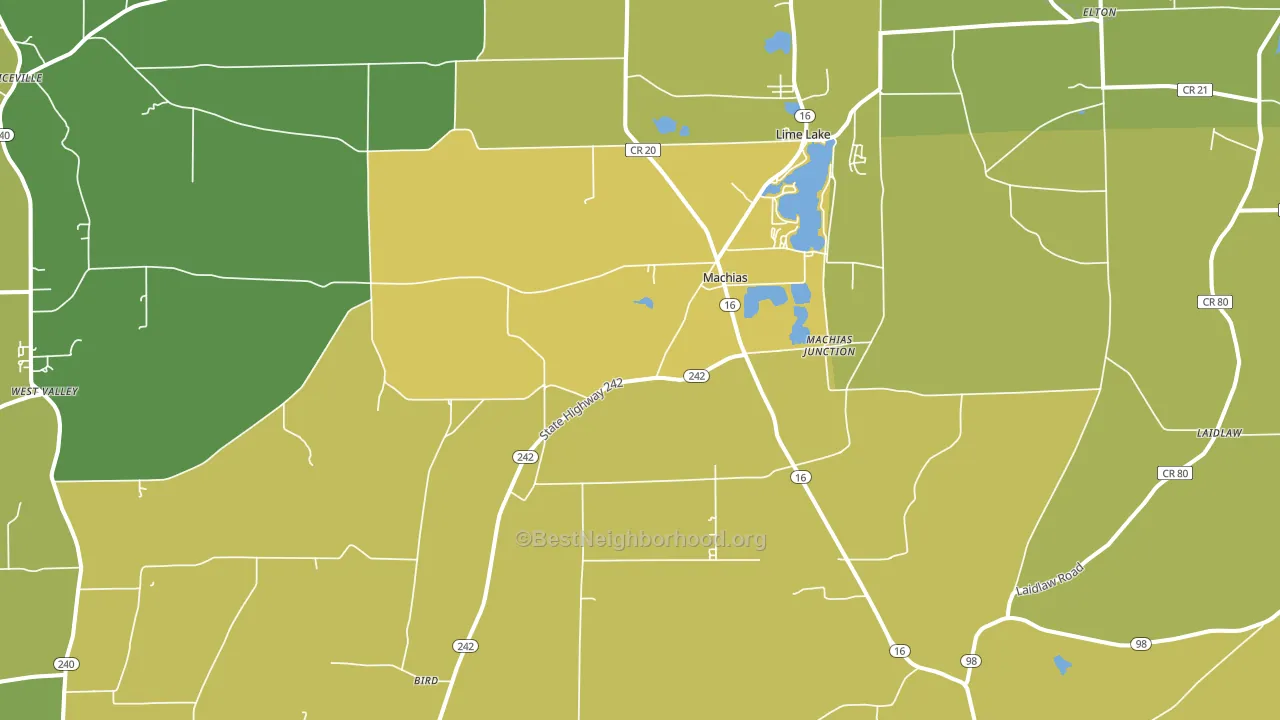Machias, NY block-group voter-turnout map