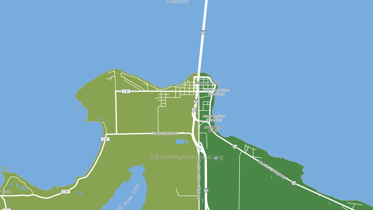 Mackinaw City, MI block-group voter-turnout map