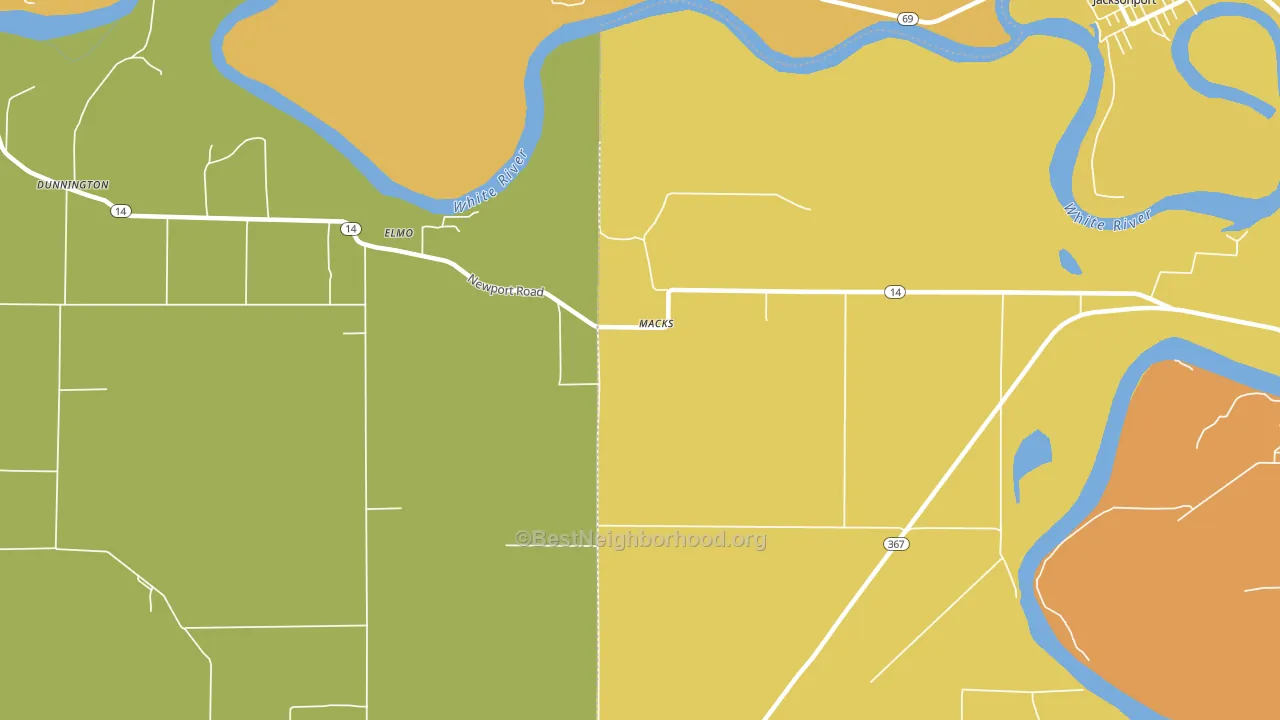 Macks, AR block-group voter-turnout map