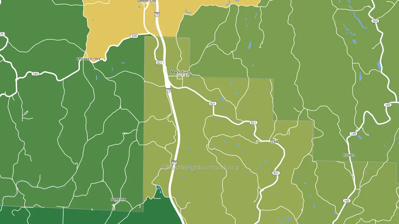 Macksburg, OH block-group voter-turnout map