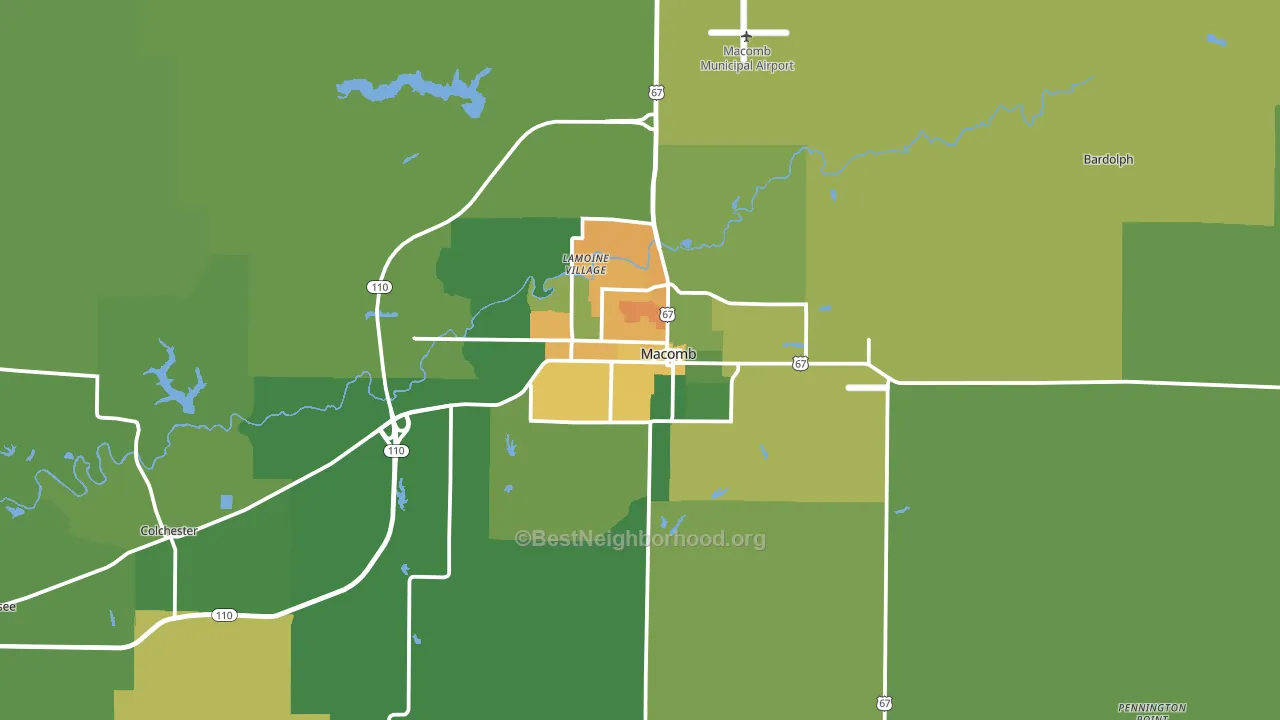 Macomb, IL block-group voter-turnout map