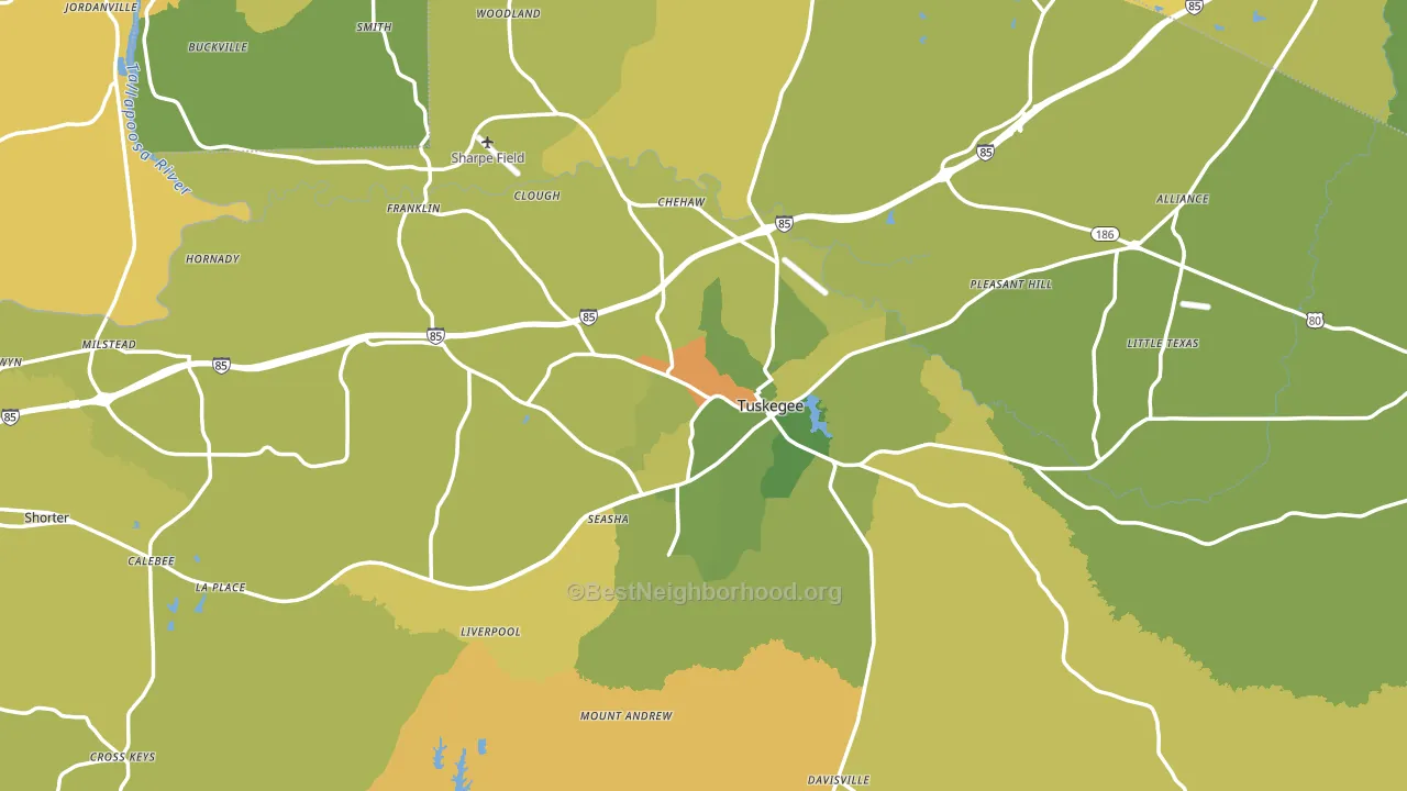 Macon County, AL block-group voter-turnout map
