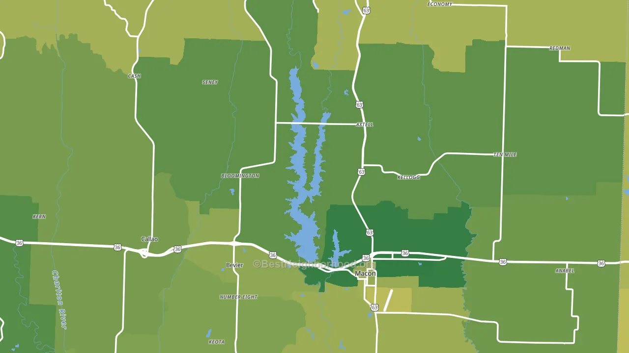 Macon County, MO block-group voter-turnout map