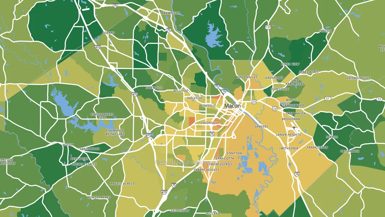 Macon, GA block-group voter-turnout map