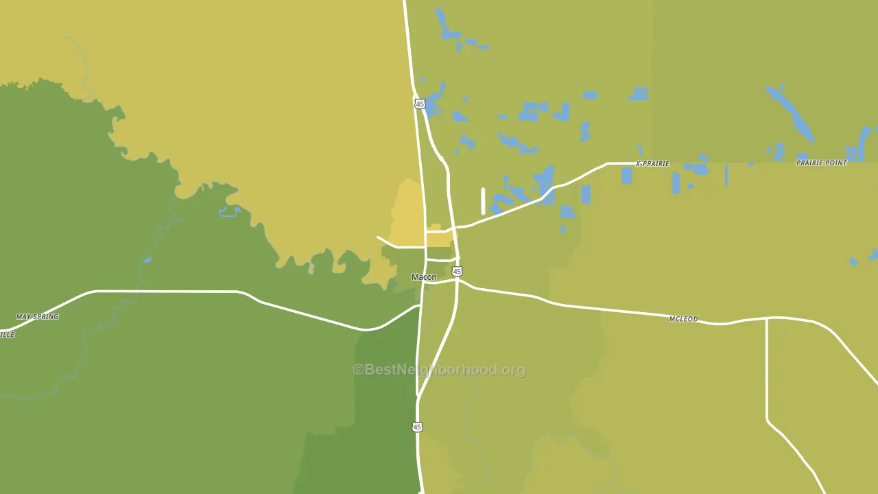 Macon, MS block-group voter-turnout map