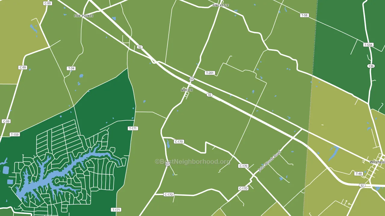 Macon, OH block-group voter-turnout map