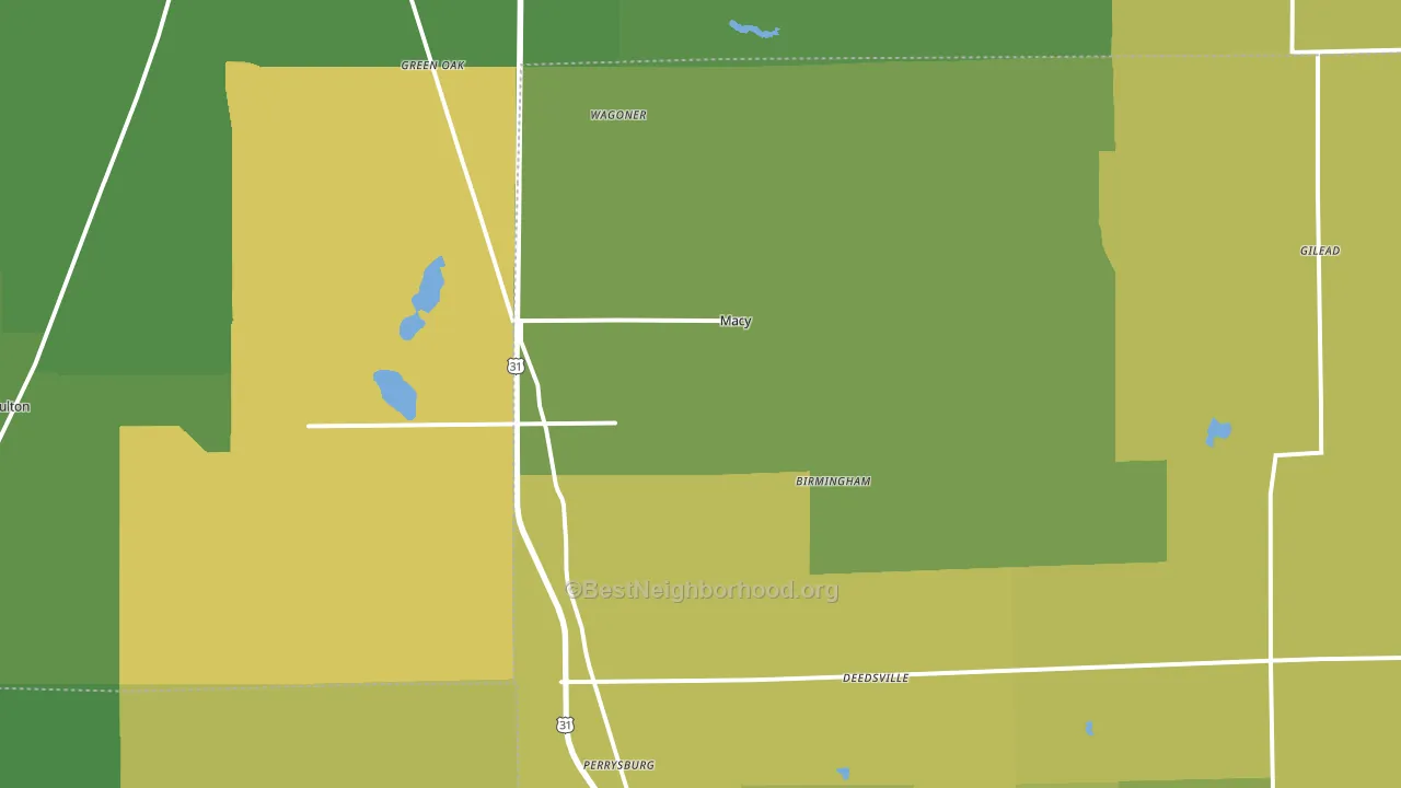 Macy, IN block-group voter-turnout map