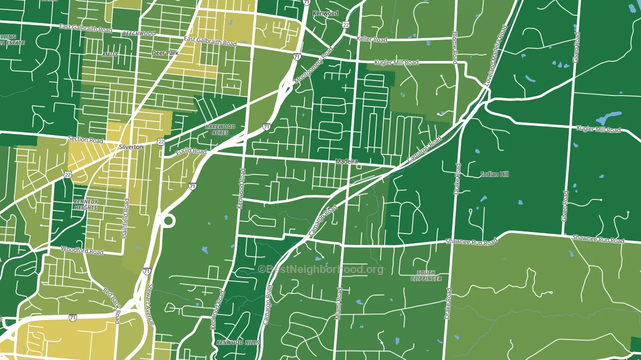 Madeira, OH block-group voter-turnout map