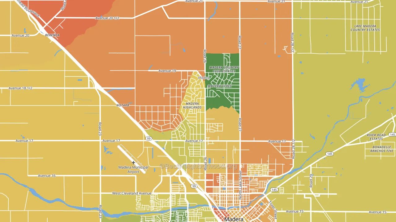 Madera Acres, CA block-group voter-turnout map