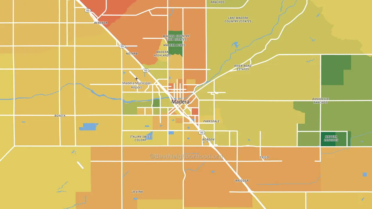 Madera, CA block-group voter-turnout map