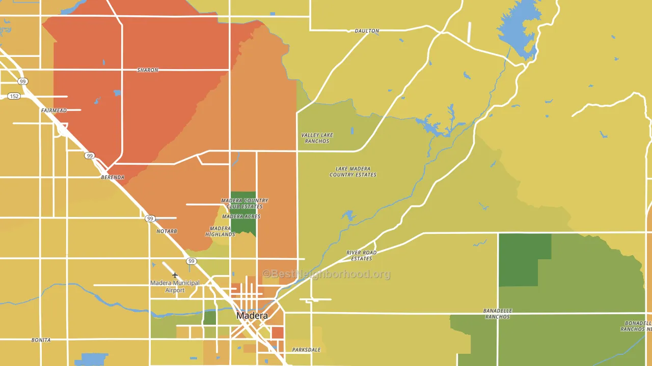 Madera County, CA block-group voter-turnout map