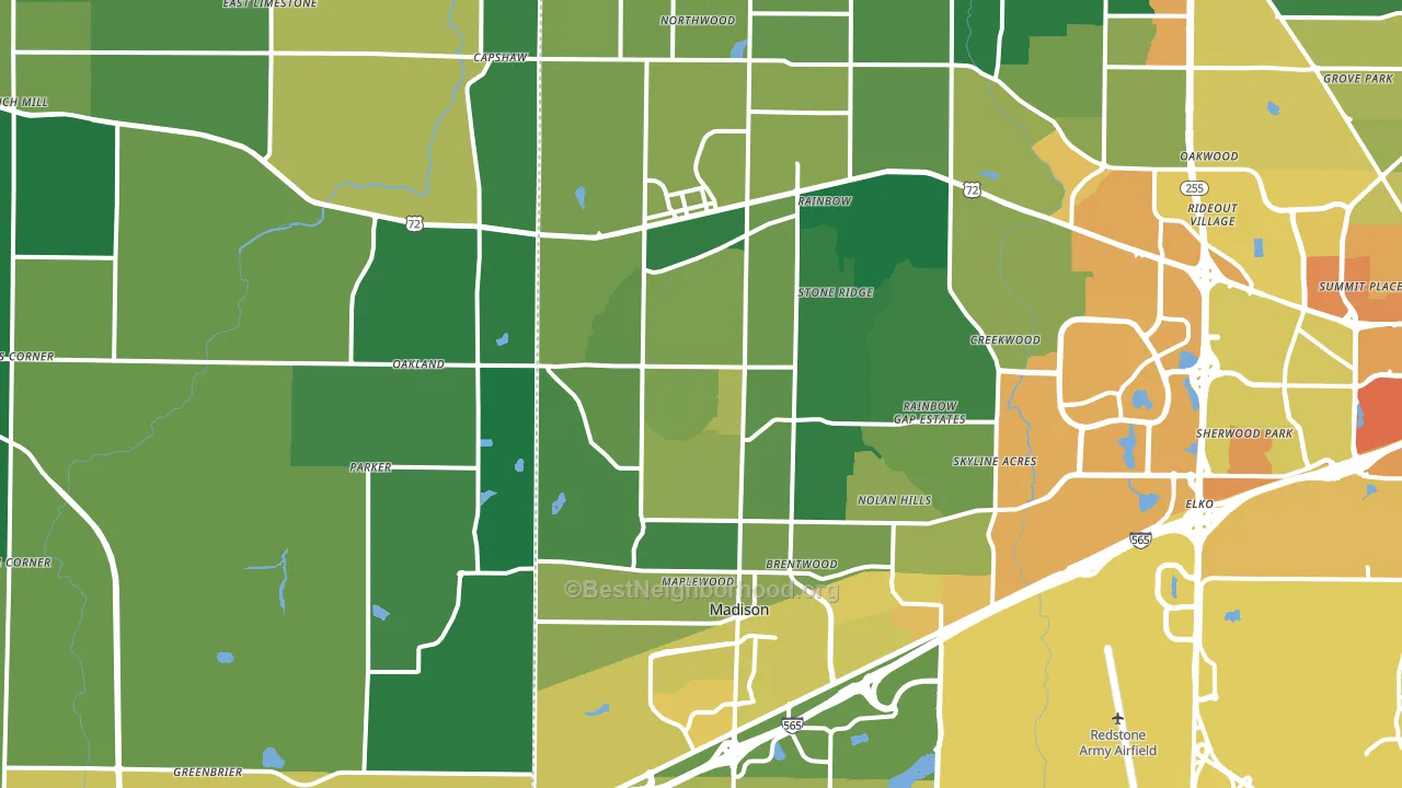 Madison, AL block-group voter-turnout map
