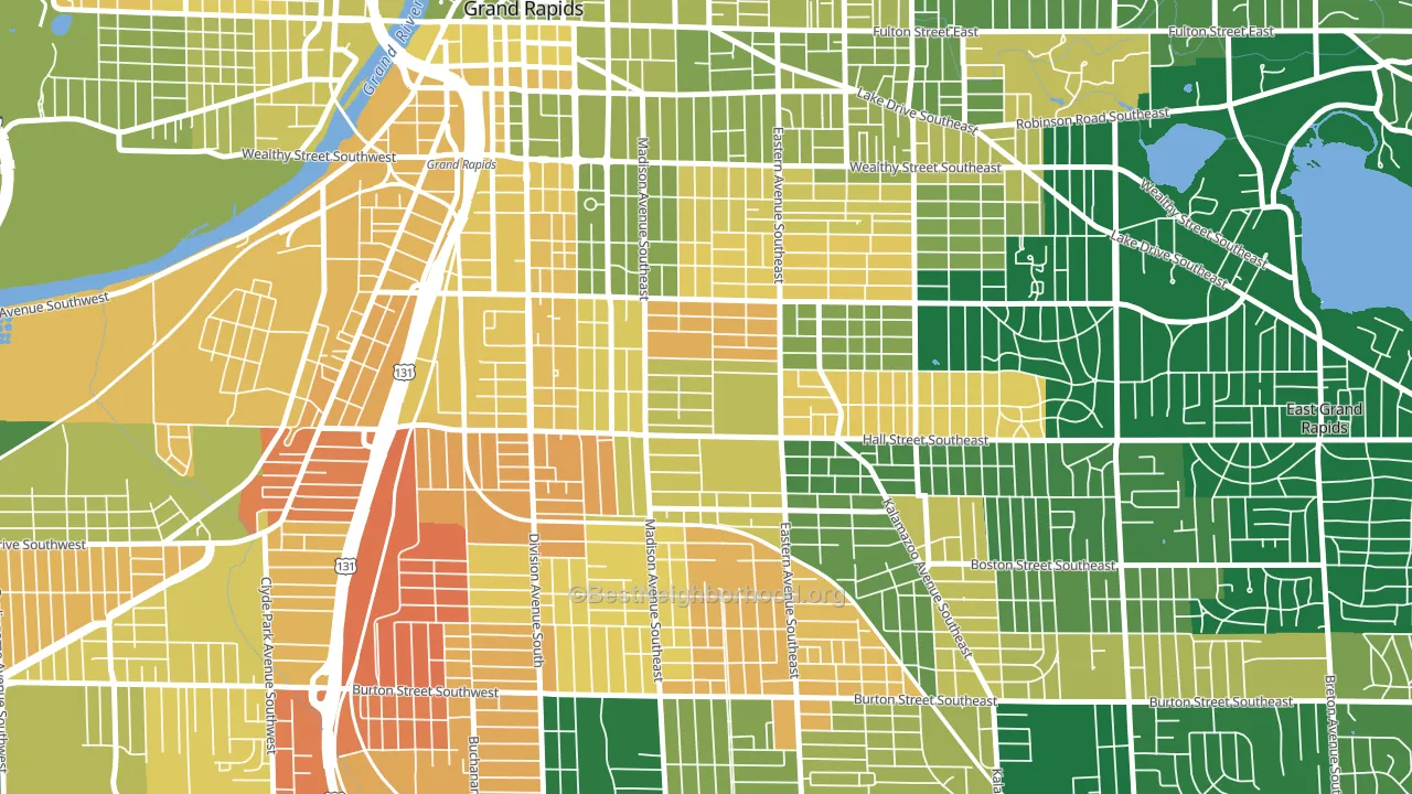 Madison Area, Grand Rapids, MI block-group voter-turnout map
