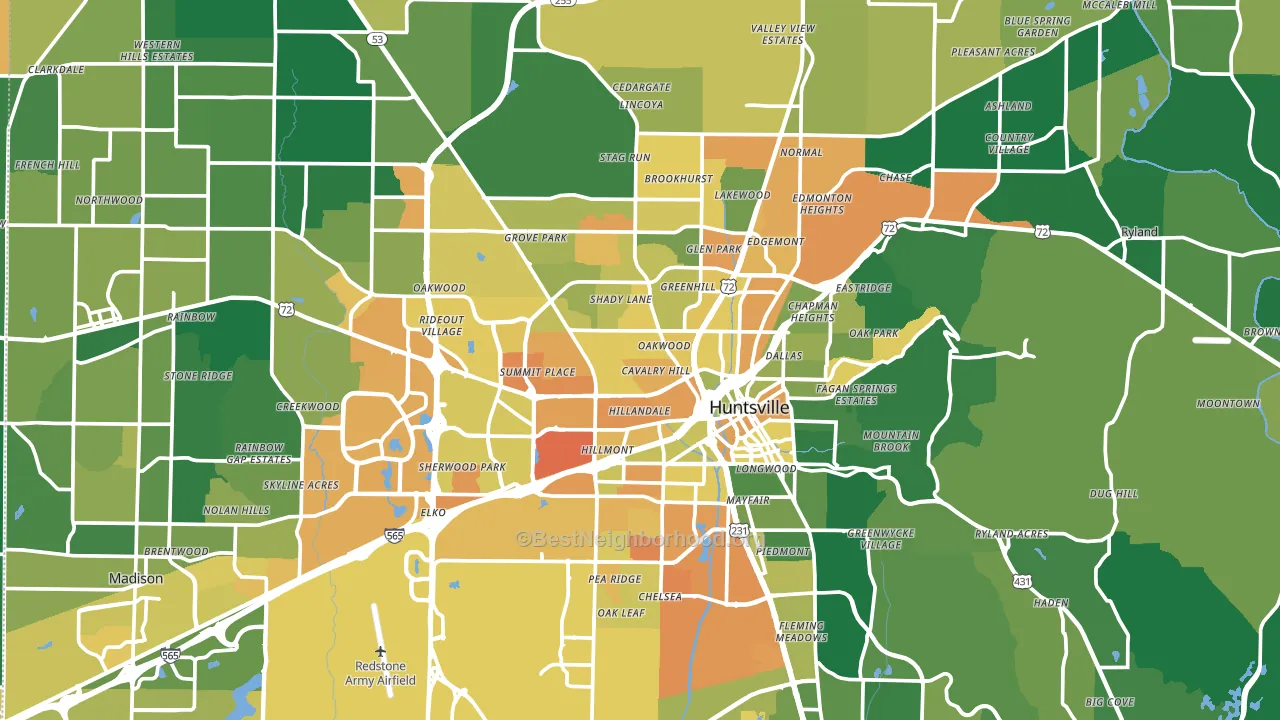 Madison County, AL block-group voter-turnout map