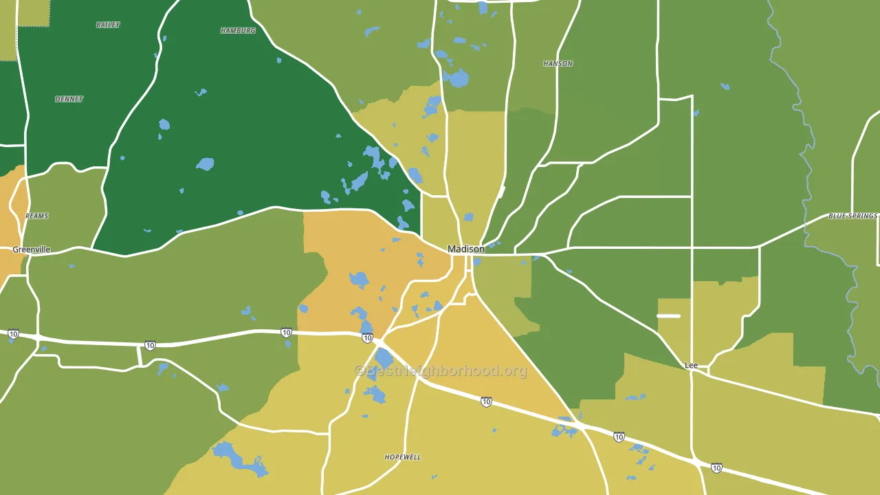Madison County, FL block-group voter-turnout map