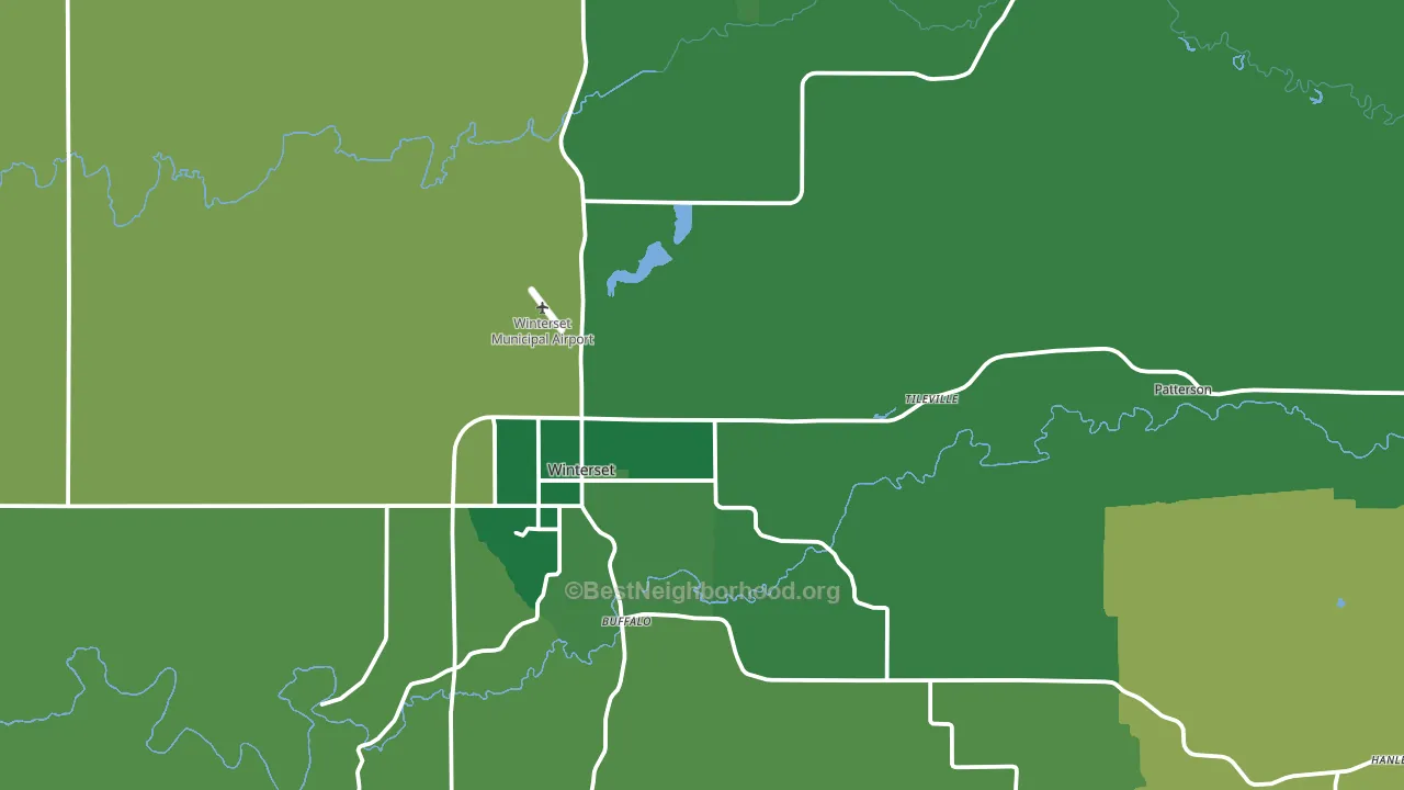 Madison County, IA block-group voter-turnout map