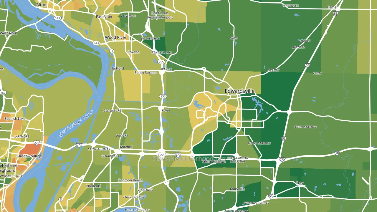 Madison County, IL block-group voter-turnout map