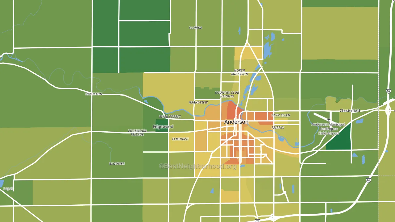 Madison County, IN block-group voter-turnout map