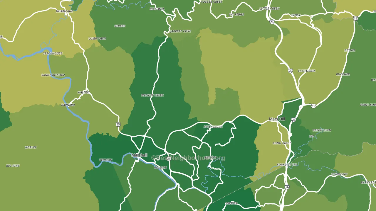 Madison County, NC block-group voter-turnout map