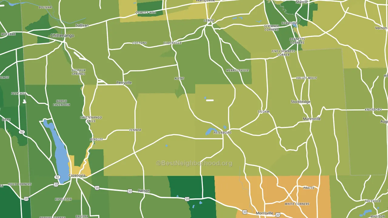 Madison County, NY block-group voter-turnout map