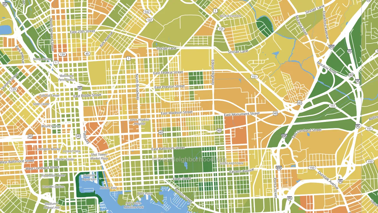 Madison-Eastend, Baltimore, MD block-group voter-turnout map