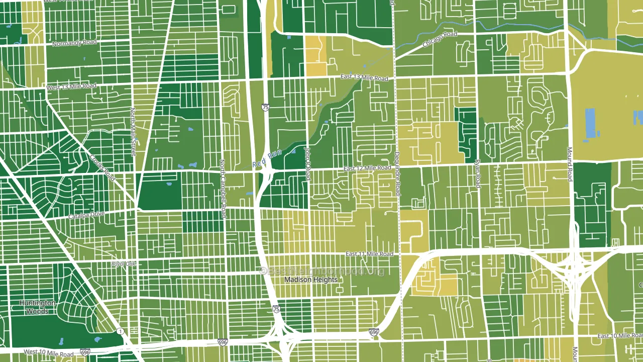 Madison Heights, MI block-group voter-turnout map