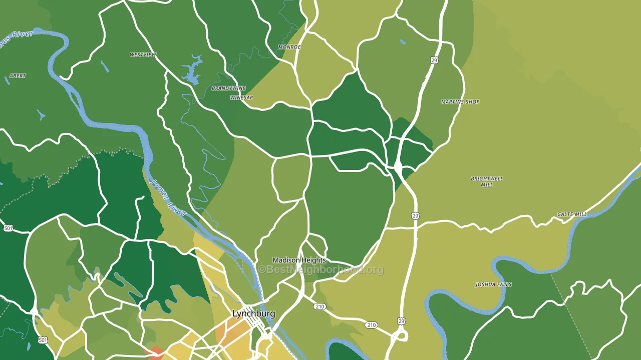 Madison Heights, VA block-group voter-turnout map