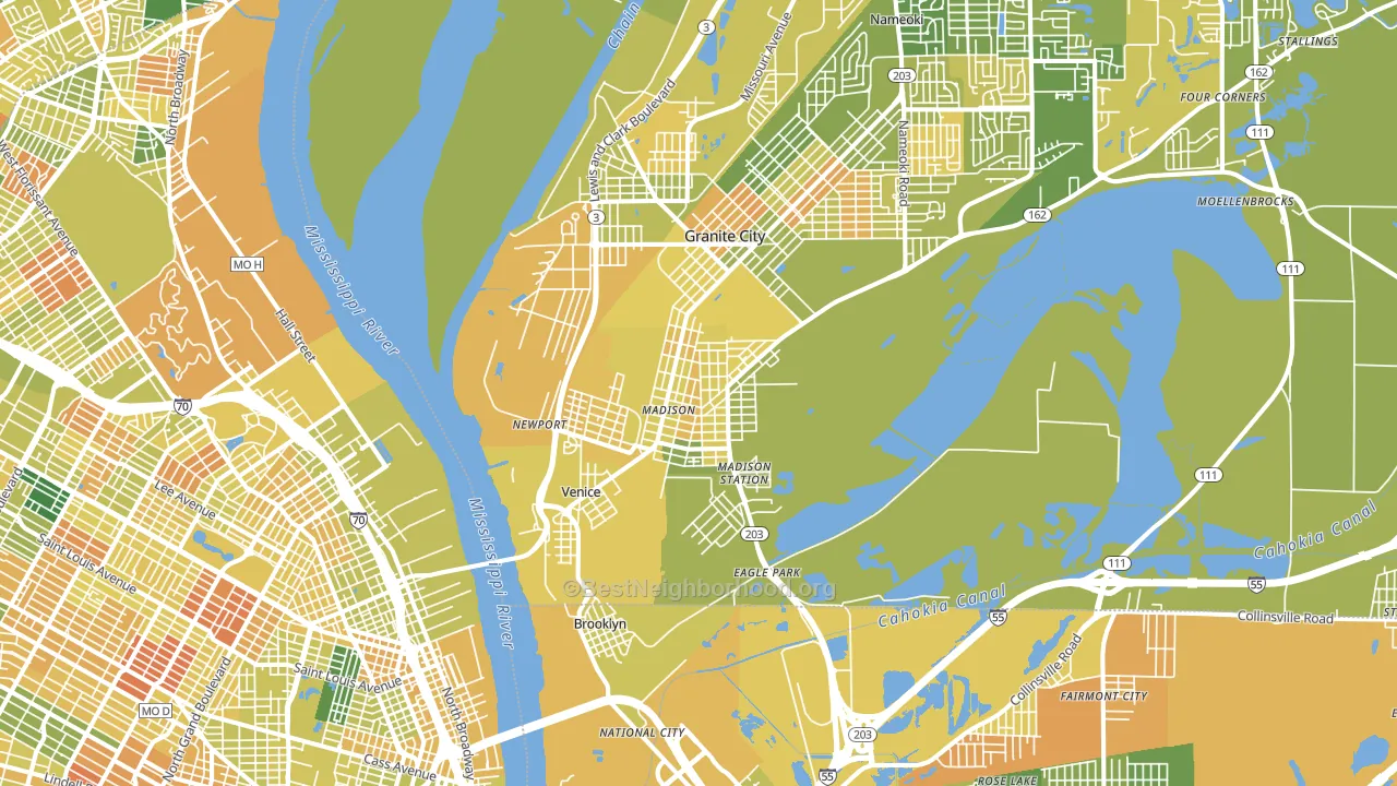 Madison, IL block-group voter-turnout map