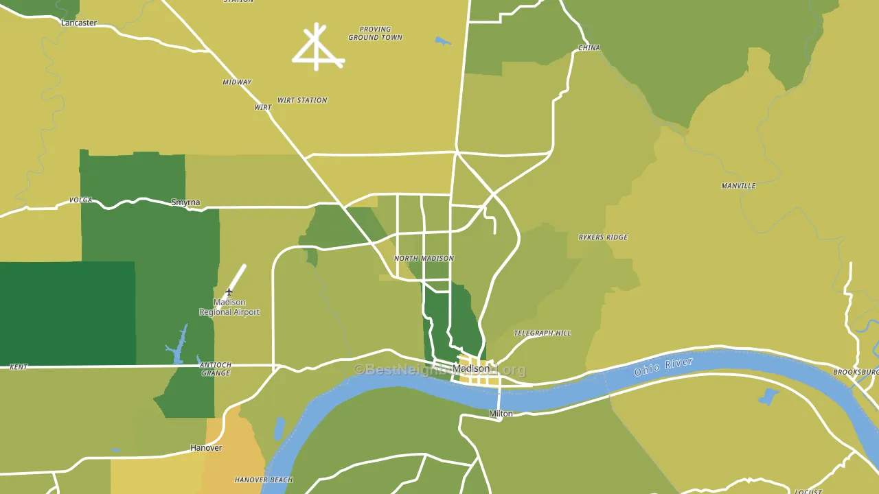 Madison, IN block-group voter-turnout map