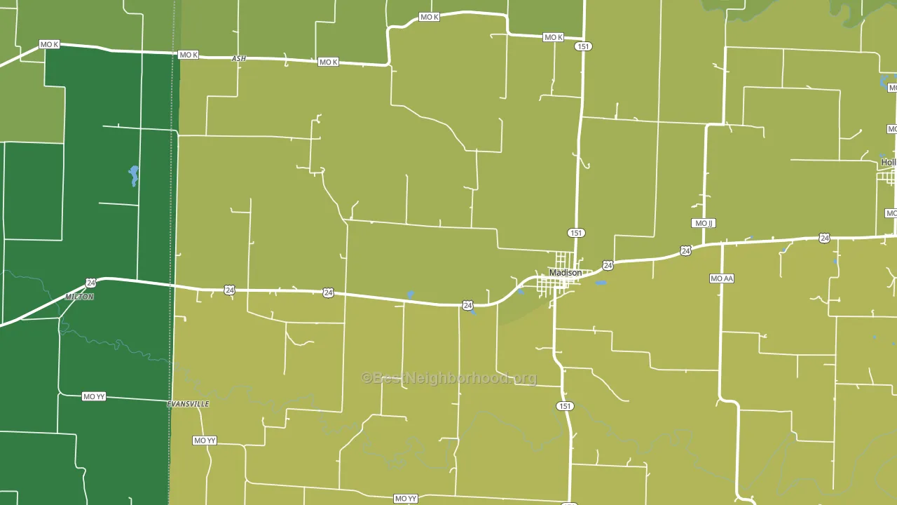 Madison, MO block-group voter-turnout map