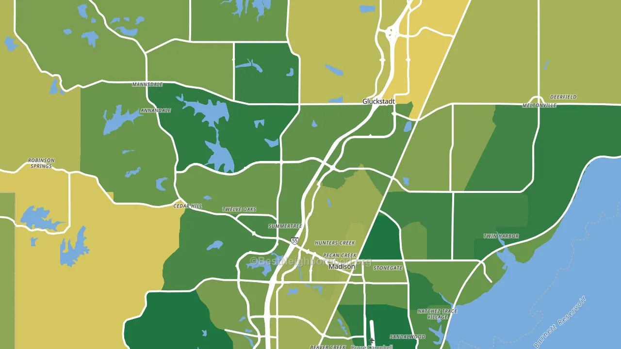 Madison, MS block-group voter-turnout map