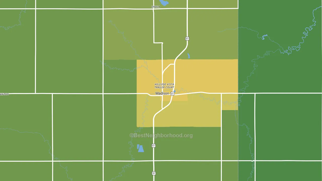 Madison, NE block-group voter-turnout map